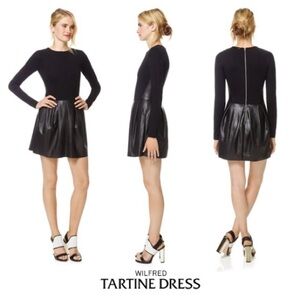 Aritzia Wilfred Long Sleeve Black Faux Leather Tartine Dress 8